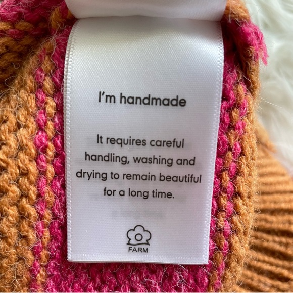 Farm Rio Colorful Stripe 3D Cherry Crochet Wool Blend Sweater NWT Small - Picture 16 of 16